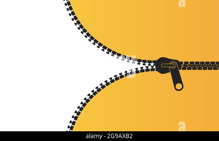 Open zipper, editable template. Stylish yellow background for banner, landing page, flyer, cover, stories etc. Vector illustration Stock Vector