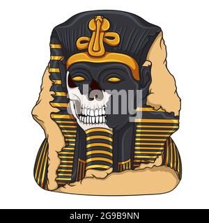 Ancient pharaoh statue of a skull. Color vector illustration on a white background. Stock Vector
