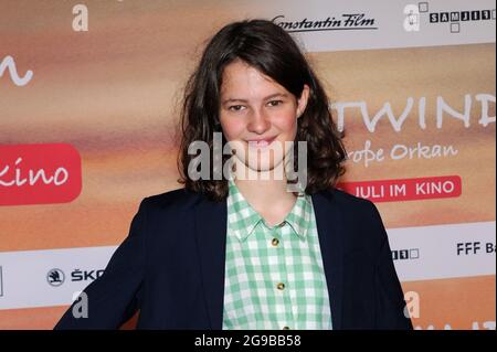 Munich, Germany. 25th July, 2021. The actress Luna Paiano comes to the premiere of her feature film 'Ostwind - Der große Orkan' at the Mathäser cinema. The theatrical release is on 29.07.2021. Credit: Ursula Düren/dpa/Alamy Live News Stock Photo