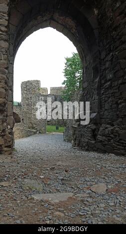 View of the fortifications wall of helfstyn castle through the gate in the moravian region in the czech republic Stock Photo