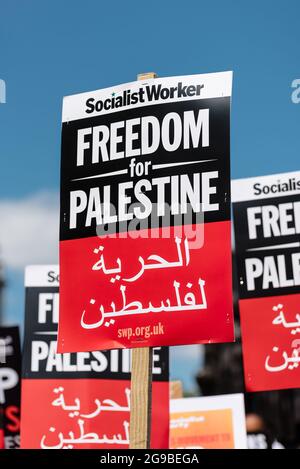 London, UK. 12 June, 2021. Pro-Palestine protesters gather outside Whitehall Stock Photo
