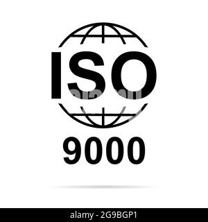 Iso 9000 icon. Standard quality symbol. Vector button sign isolated on ...