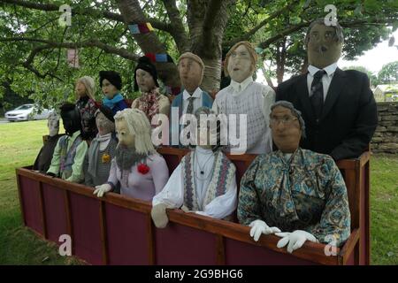 Trial Jury prisoner sentence people watching waiting crime crimes Kilsby WI women's institute weird characters in village villagers puppets Stock Photo