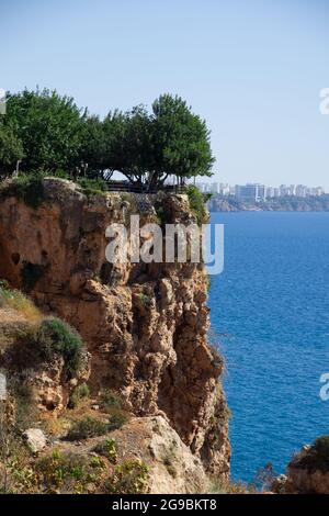 Park on a steep cliff above the sea Antalya Turkey. Rest in Antalya all inclusive Stock Photo