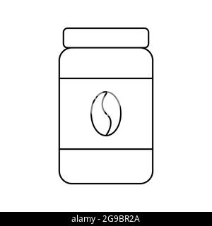 Coffee jar outline icon. Coffee jar vector sign for coffee shop or web design isolated on white background. Stock Vector