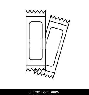 Sachet outline icon. Packet soluble powder symbol. Cosmetic sample. Packet of sugar, coffee, salt, sauce, creamer or medicine. Vector illustration iso Stock Vector
