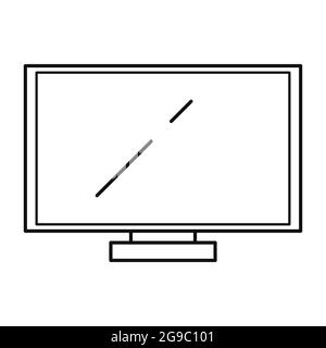 Monitor vector line icon - computer monitor or tv. Vector illustration isolated on white background Stock Vector