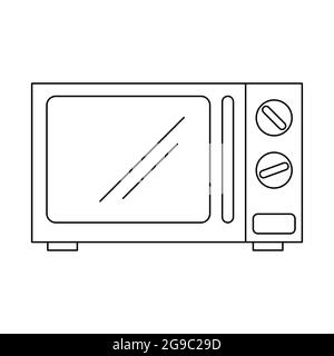 Microwave outline icon. Vector illustration isolated on white background. Small appliance for kitchen and home. Household tool symbol for web design. Stock Vector