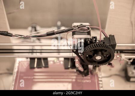 self made 3d modern electronic three dimensional printer Stock Photo