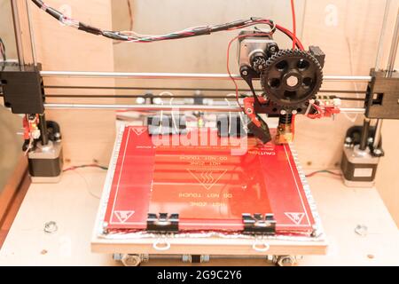 self made 3d modern electronic three dimensional printer Stock Photo
