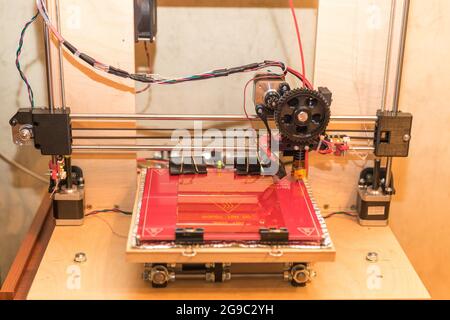 self made 3d modern electronic three dimensional printer Stock Photo