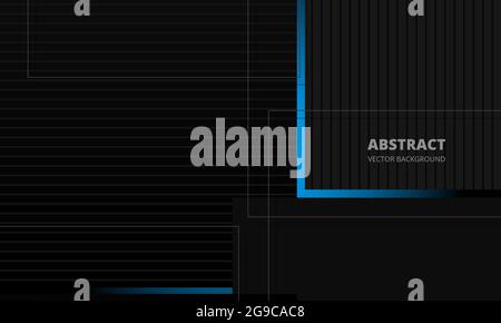 Dark grey elegance business corporate abstract vector background with blue and gray lines. Minimal geometric shapes on dark background. Vector Stock Vector