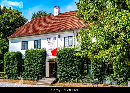 The façade of the Karen Blixen Museet, a museum dedicated to the Danish writer Isak Dinesen and hosted in her former house, in Rungsted, Denmark Stock Photo