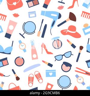 Women accessories seamless pattern. Stock Vector