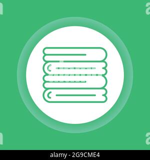 Eco stack of towels color button icon. Recycle textile. Zero waste lifestyle. Eco friendly. Outline pictogram for web page, mobile app, promo. Stock Vector