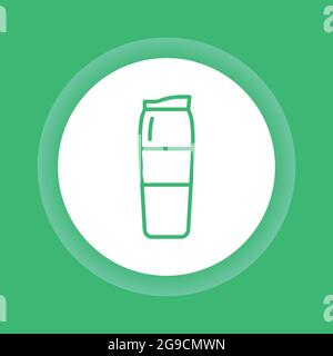 Reusable glass coffee or tea cup color button icon. Thermos for take away. Zero waste lifestyle. Outline pictogram for web page, mobile app, promo. Stock Vector