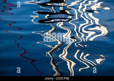 Blurry colorful abstract reflections on the water surface Stock Photo