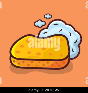wash sponge with foam isolated vector illustration in flat style Stock Vector