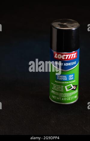 Spray can of Loctite Spray Adhesive. Used to bond lightweight