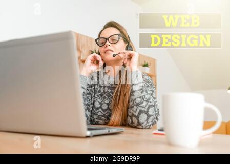 Handwriting text Web Design. Business concept website creation which includes layout, content, and graphics Abstract Writing New Blog Content, Reading Stock Photo