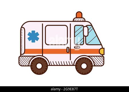 Ambulance car isolated on white. Emergency vehicle Stock Vector