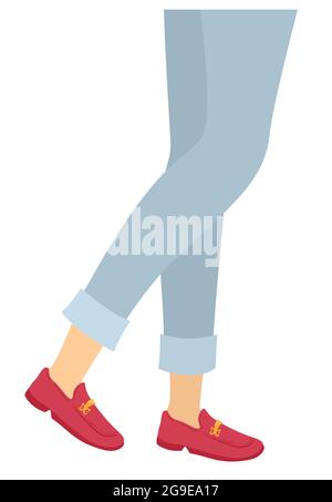 Illustration of a Girl Feet and Legs Wearing Jeans and Chelsea Boots ...