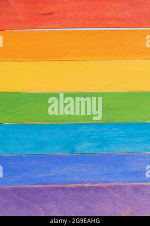 To-do list. Seven wooden blocks painted in the colors of the rainbow.  Stock Photo