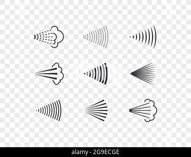 Aerosol, drop, spray icon set. Vector illustration. Flat design. Stock Vector