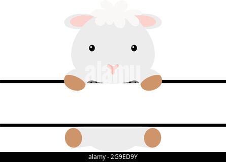 Cute sheep split monogram. Funny cartoon character for shirt, scrapbooking, print, greeting cards, baby shower, invitation, home decor. Bright colored Stock Vector