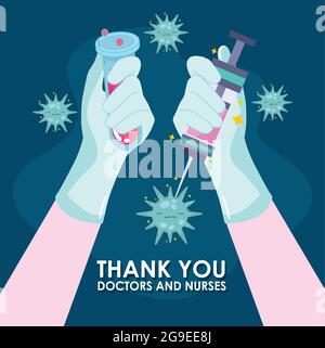 Thank you nurses lettering vector text with phonendoscope. Illustration ...