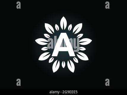 Initial A monogram letter alphabet with leaf wreath. Green leaf, flower logo design concept. Modern vector logo design for business, and company Stock Vector