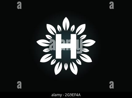 Initial H monogram letter alphabet with leaf wreath. Green leaf, flower logo design concept. Modern vector logo design for business, and company Stock Vector