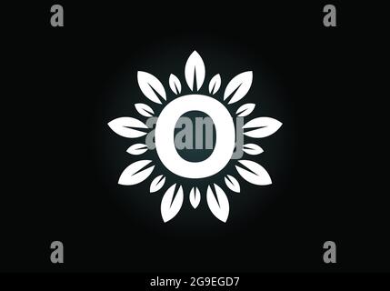 Initial O monogram letter alphabet with leaf wreath. Green leaf, flower logo design concept. Modern vector logo design for business, and company Stock Vector