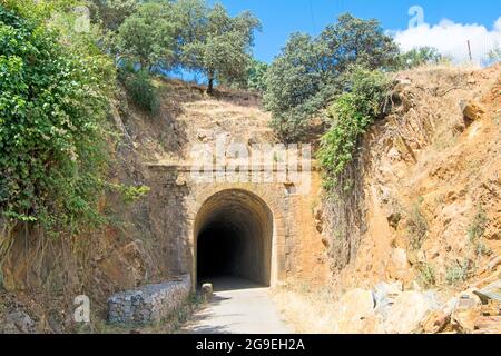 Tunnel in Via Verde in North Seville Mountain, Andalusia, Spain Stock Photo