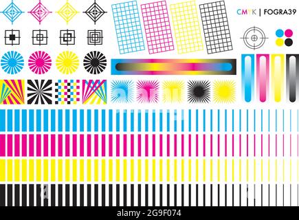 CMYK calibration element collection Stock Vector