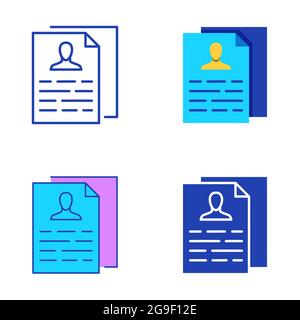 Personal data collection icon set in flat and line style. Page with information about person. Vector illustration. Stock Vector