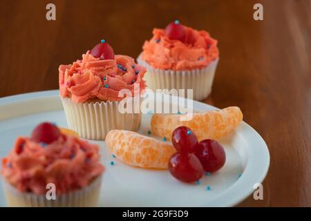 Food Photography of Dessert, Orange Muffins, Ahmednagar, Maharashtra, India Stock Photo