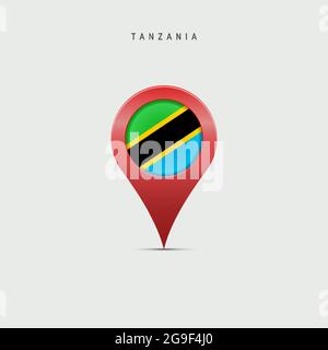 Teardrop map marker with flag of Tanzania. Tanzanian flag inserted in ...