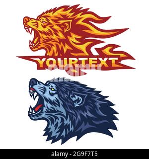 Wolf Logo Vector Mascot Design Set Collection Stock Vector