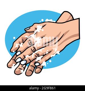 Washing Hands to Prevent Coronavirus COVID 19 Virus Spread Vector Illustration Stock Vector