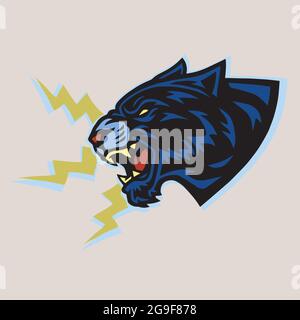 Jaguar Black Tiger Roar Vintage Logo Vector Mascot Stock Vector