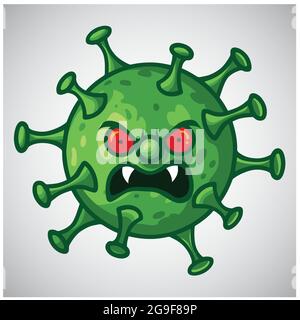 Corona Virus Scary Evil Monster Cartoon Character Design Vector Illustration Stock Vector