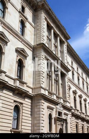 Her Majesty's Treasury in London UK. The Exchequer, also known as Her Majesty's Treasury building. Stock Photo