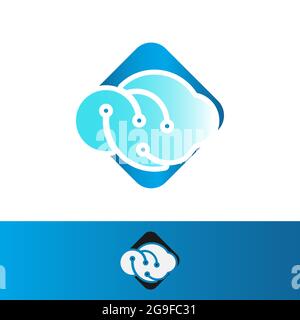 The Combination of Clouds and technology sign for Digital Tech Cloud Logo design sign Vector Illustrations Stock Vector