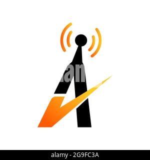 custom letter A logo that contain a Abstract Custom signal sign and check mark Stock Vector