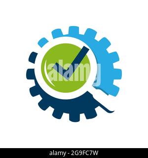 new modern and creative magnifying glass with gear logo vector design icon illustratio Stock Vector