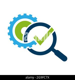new modern and creative magnifying glass with gear logo vector design icon illustratio Stock Vector