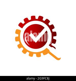 new modern and creative magnifying glass with gear logo vector design icon illustratio Stock Vector