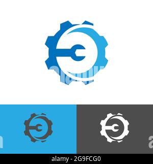 combination wrench cogs and gear logo vector design icon illustration Stock Vector