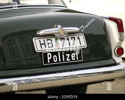 transport, car, Borgward Isabella, police car, year of construction: 1961, Bremen, Germany, 2006, ADDITIONAL-RIGHTS-CLEARANCE-INFO-NOT-AVAILABLE Stock Photo